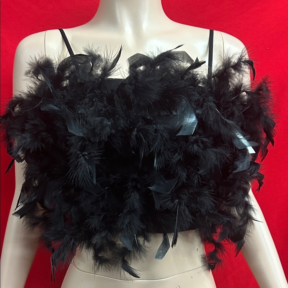 Stylish Black Feathered Camisole